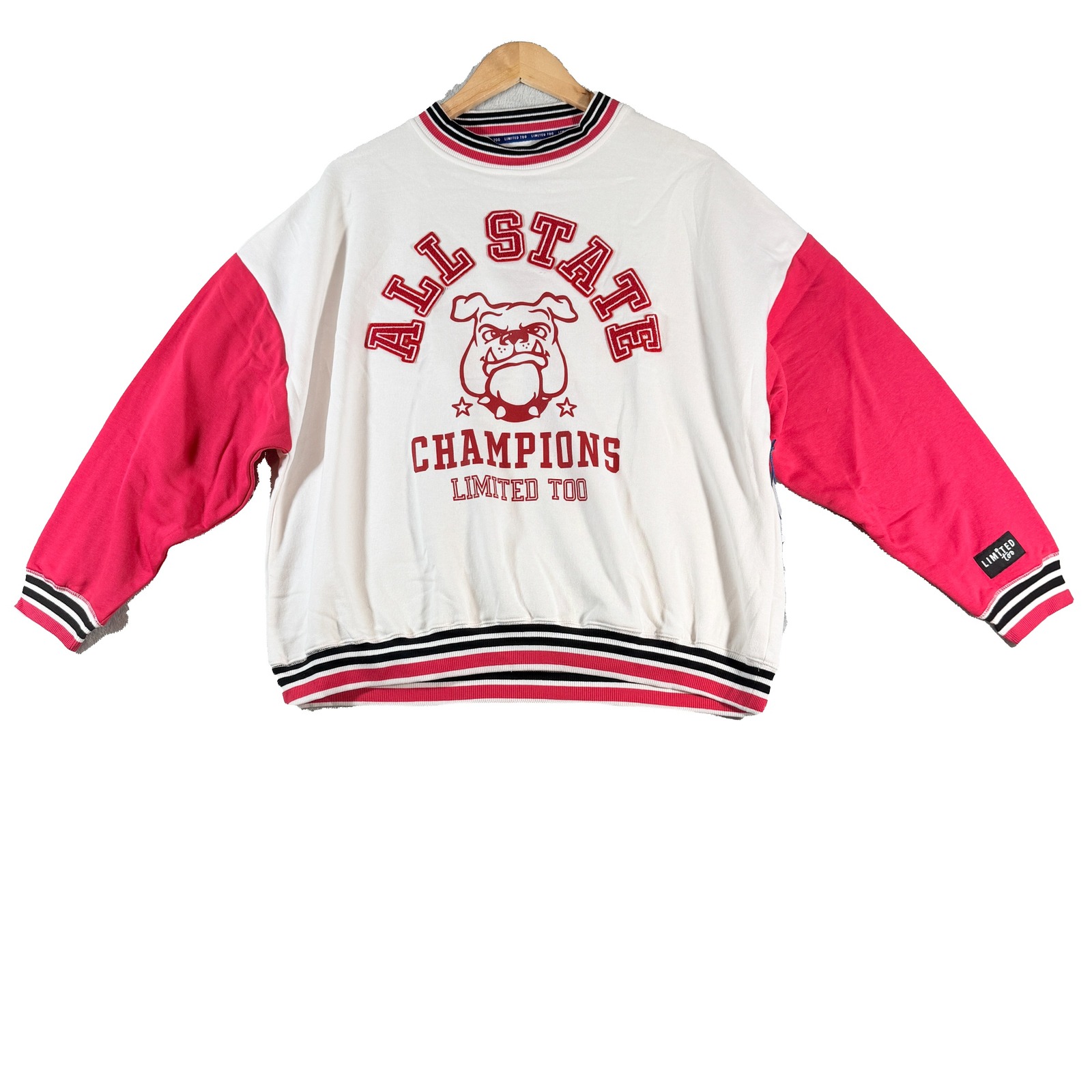 Limited Too Girls Xl 16/18 All State Champions Sweatshirt White Pink Nwt